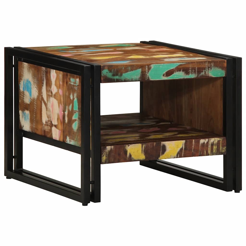 Višebojni stolić za kavu 50x50x38 cm puno drvo obrađeno