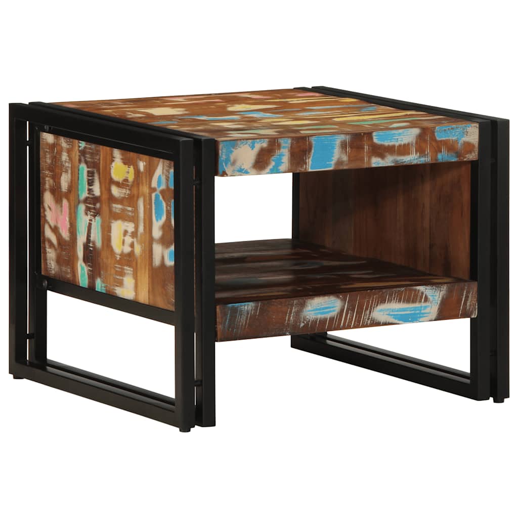 Višebojni stolić za kavu 50x50x38 cm puno drvo obrađeno