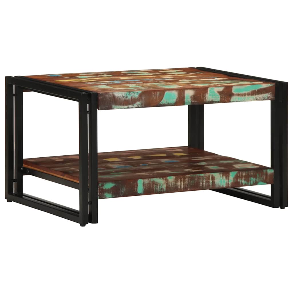 Višebojni stolić za kavu 70x50x38 cm puno drvo obrađeno
