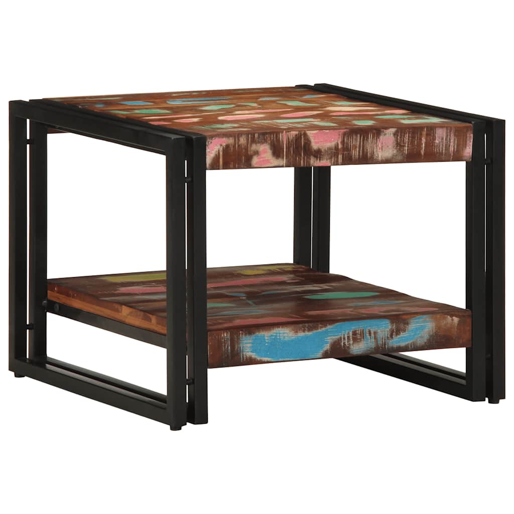 Višebojni stolić za kavu 50x50x38 cm puno drvo obrađeno