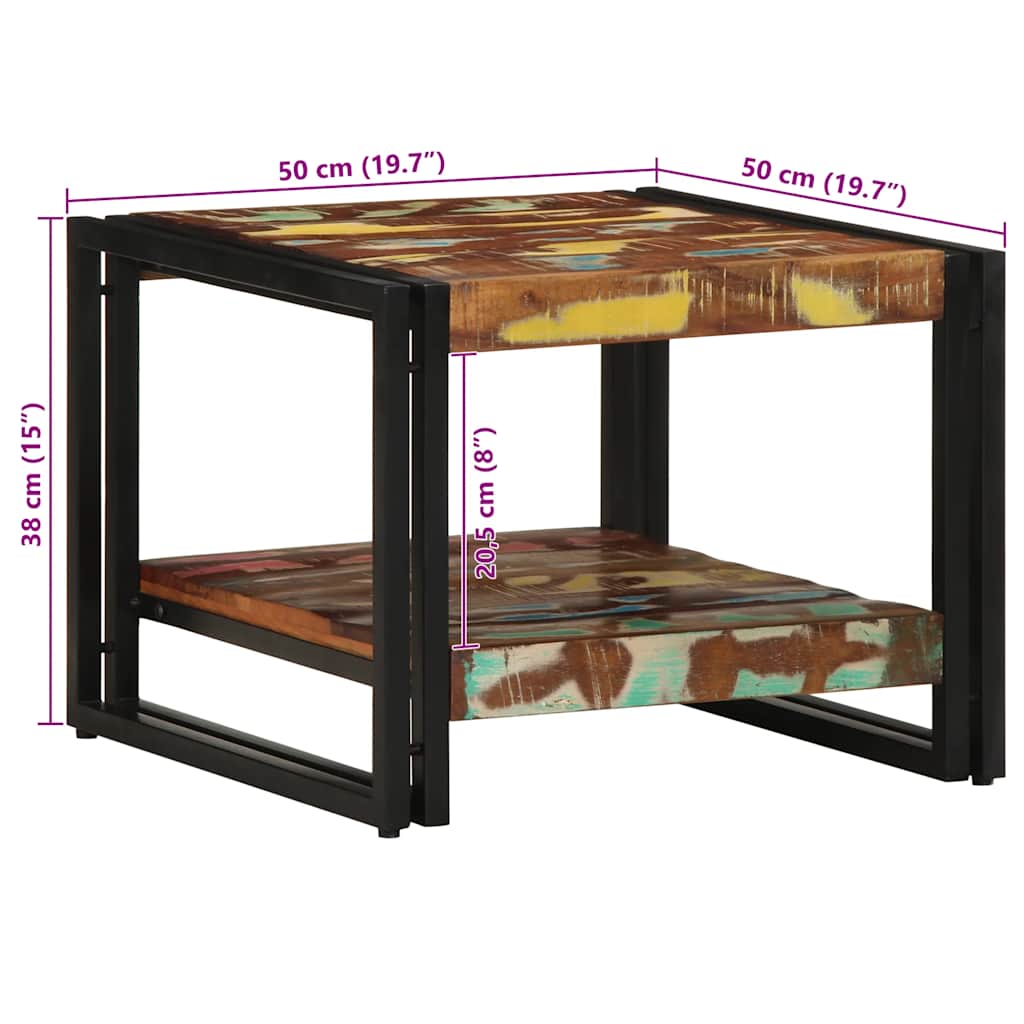 Višebojni stolić za kavu 50x50x38 cm puno drvo obrađeno