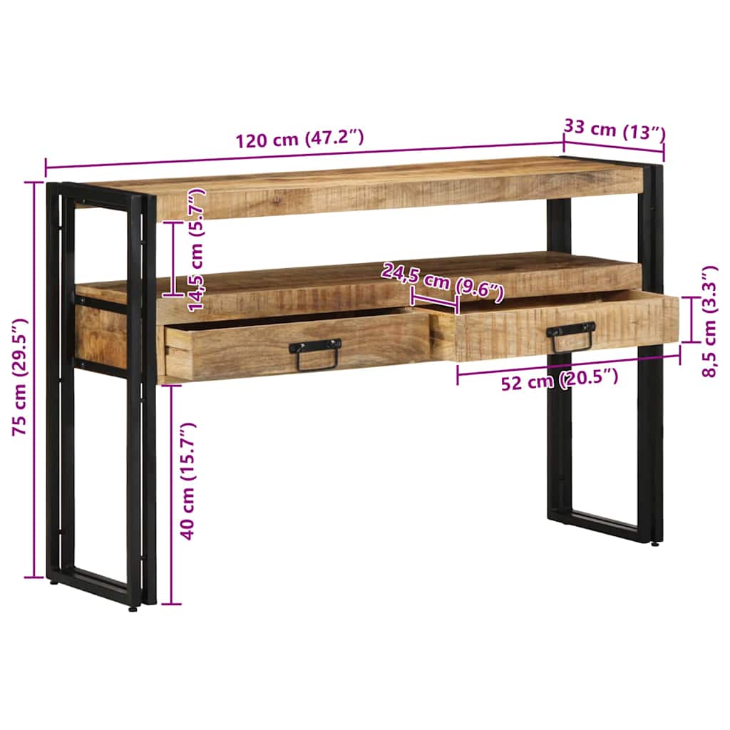 Konzolna stolica Smeđa 120 x 33 x 75 cm Čvrsto drvo manga