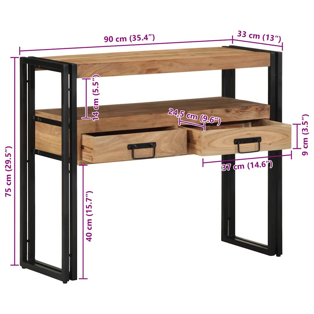Konzolna stolica Smeđa 90 x 33 x 75 cm Čvrsto drvo akacije