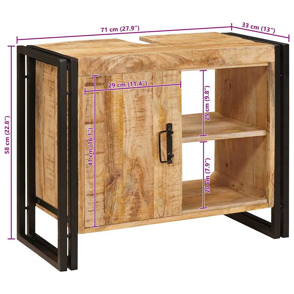 Ormarić za umivaonik Smeđa 71 x 33 x 58 cm Čvrsto drvo manga