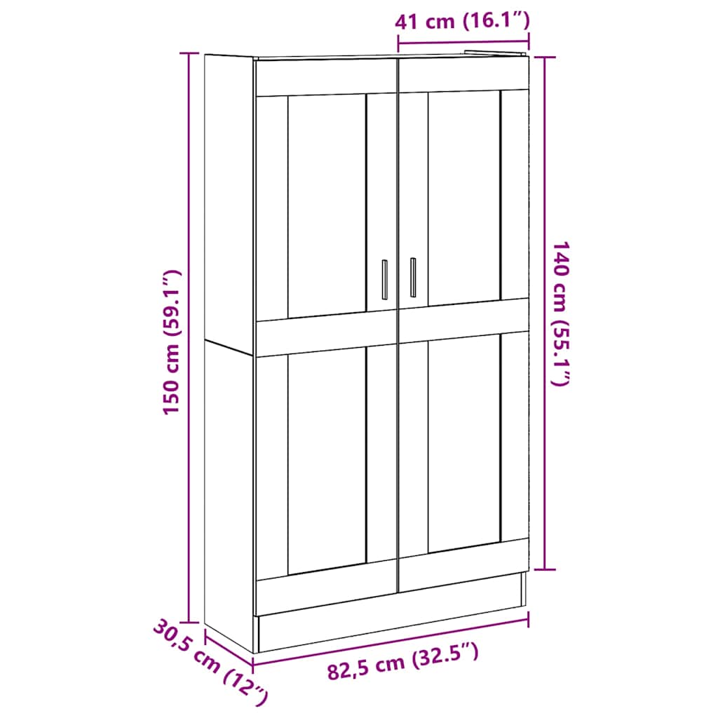Visoka ploča staro drvo 82,5x30,5x150 cm konstruirano drvo