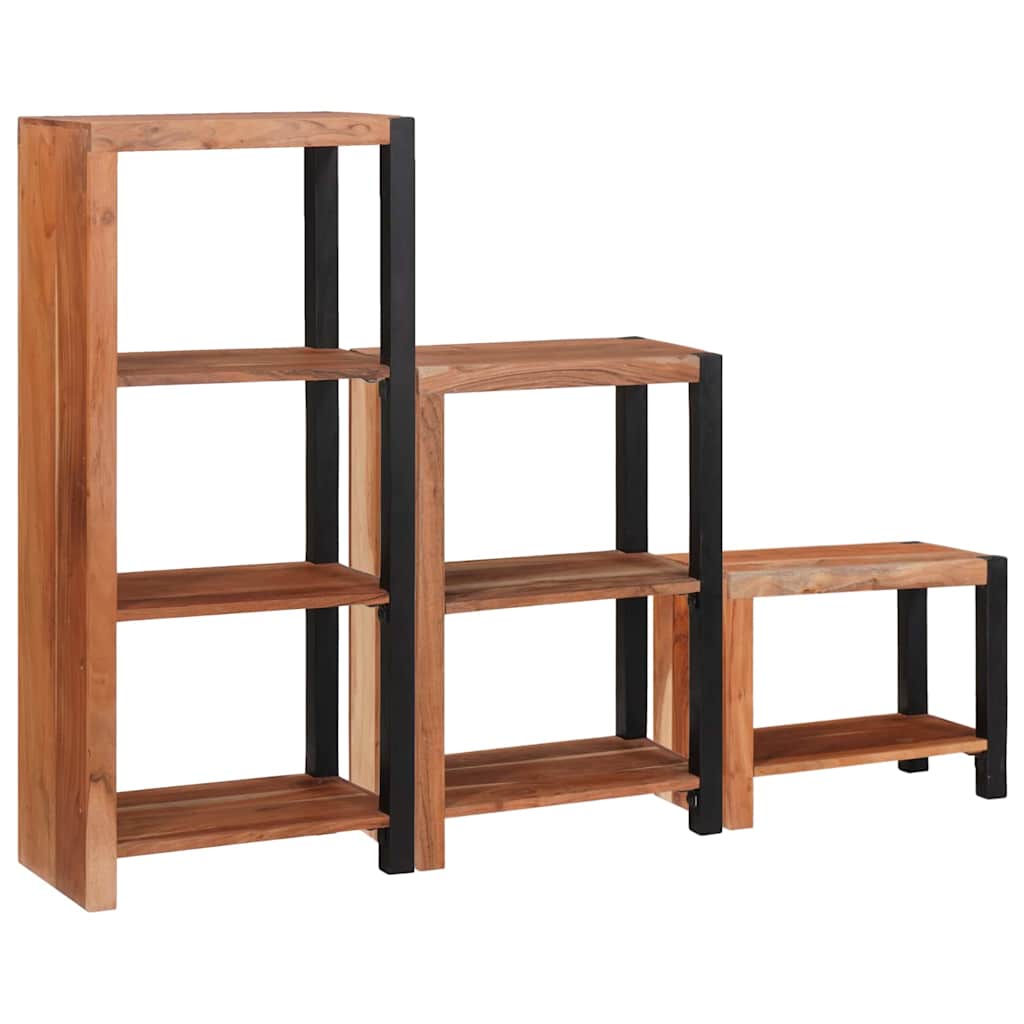 Polica 3 pcs Smeđa 50 x 30 x 110 cm Čvrsto drvo akacije