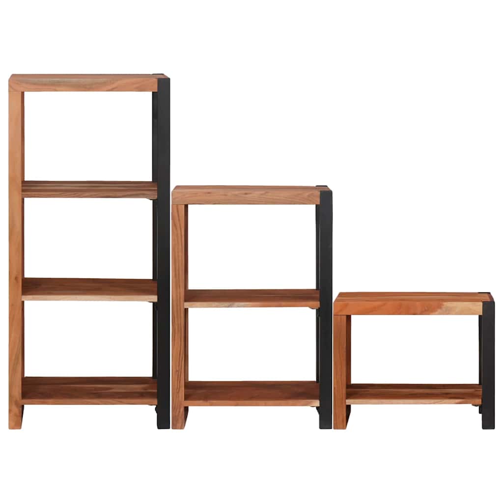 Polica 3 pcs Smeđa 50 x 30 x 110 cm Čvrsto drvo akacije