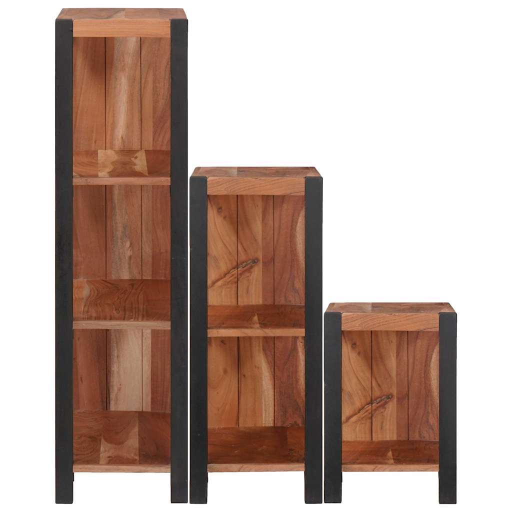 Polica 3 pcs Smeđa 50 x 30 x 110 cm Čvrsto drvo akacije