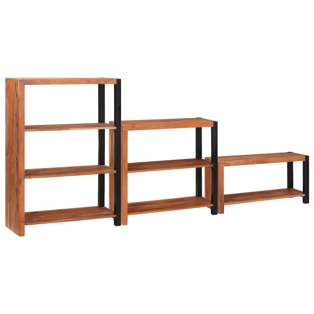 Polica 3 pcs Smeđa 80 x 30 x 110 cm Čvrsto drvo akacije