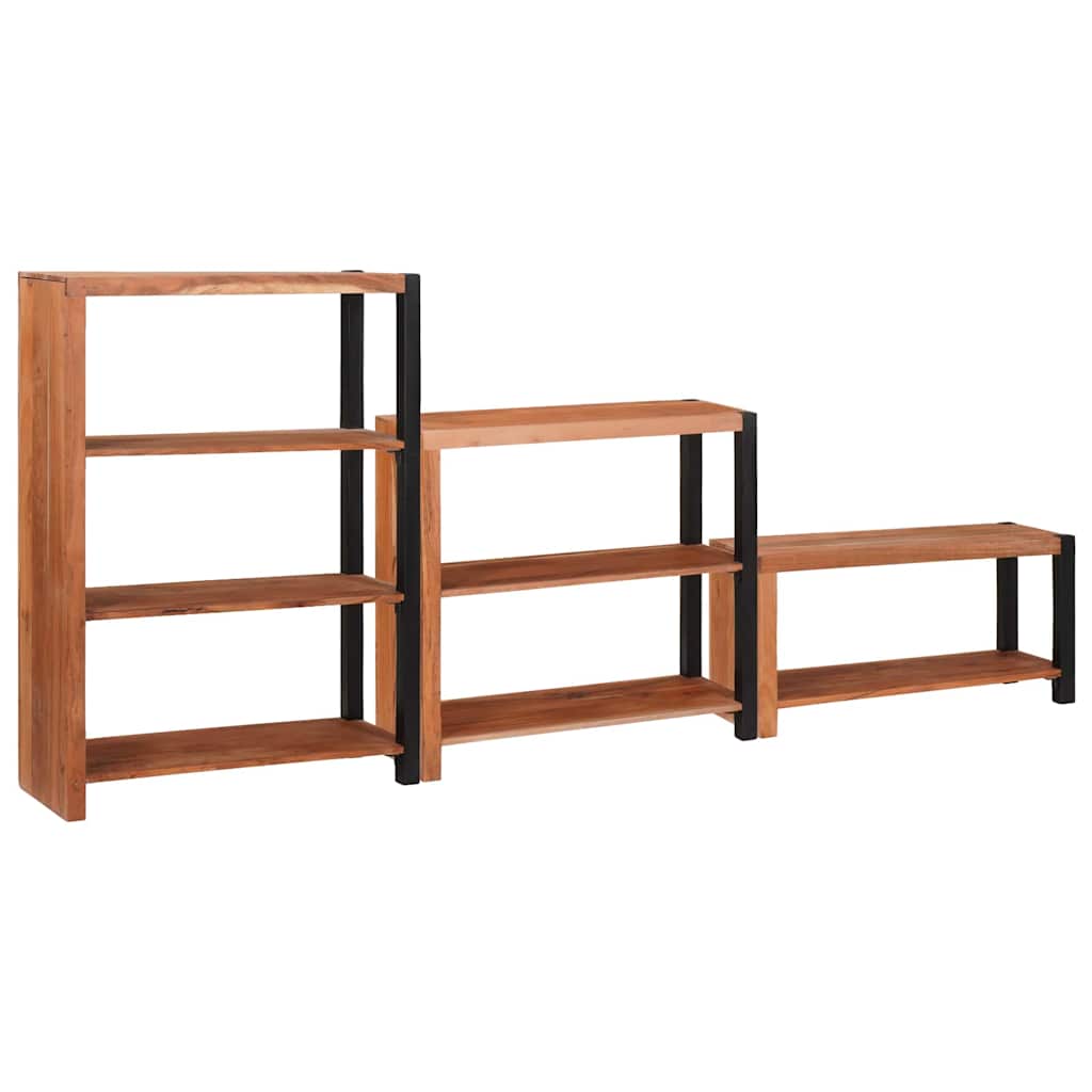 Polica 3 pcs Smeđa 80 x 30 x 110 cm Čvrsto drvo akacije