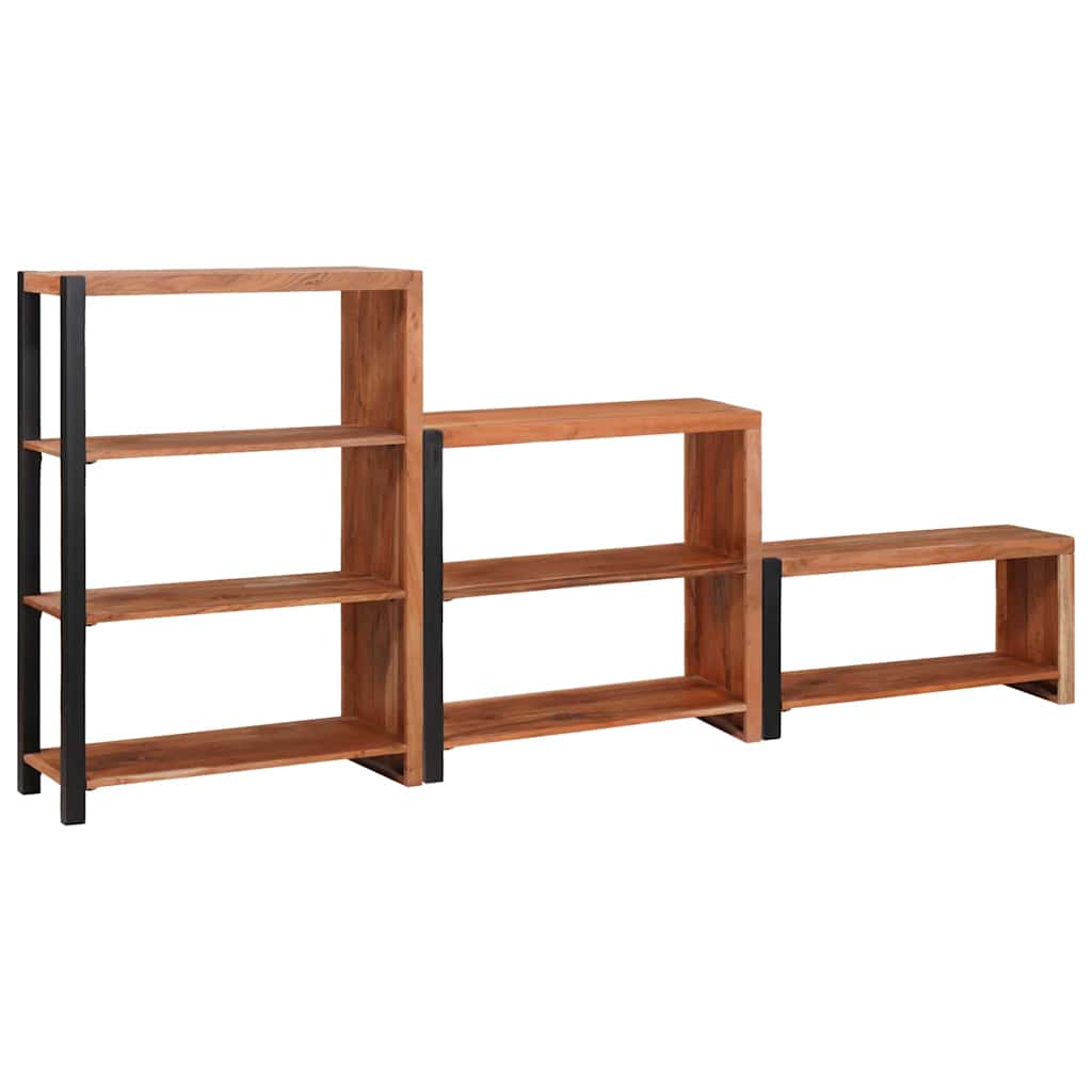 Polica 3 pcs Smeđa 80 x 30 x 110 cm Čvrsto drvo akacije