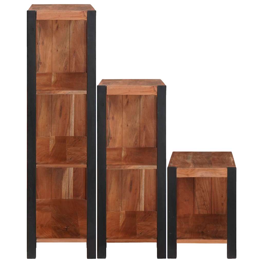 Polica 3 pcs Smeđa 80 x 30 x 110 cm Čvrsto drvo akacije