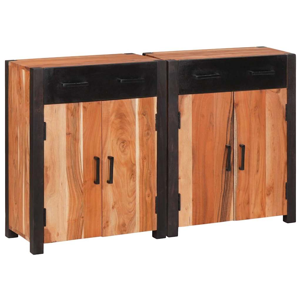 Kreveta 2 pcs Smeđa 110 x 30 x 75 cm Čvrsto drvo akacije