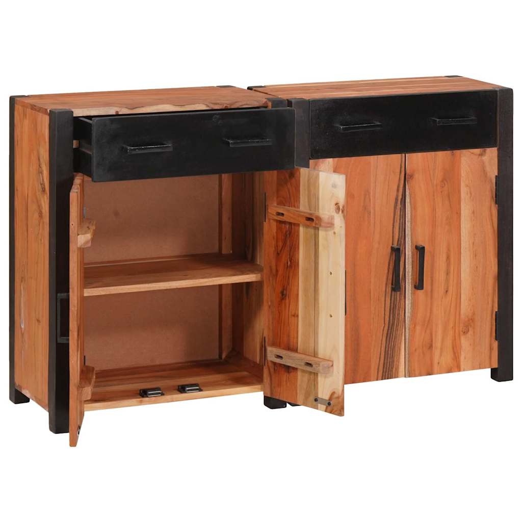 Kreveta 2 pcs Smeđa 110 x 30 x 75 cm Čvrsto drvo akacije