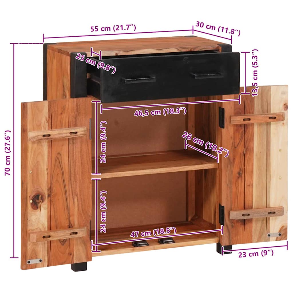 Kreveta 2 pcs Smeđa 110 x 30 x 75 cm Čvrsto drvo akacije