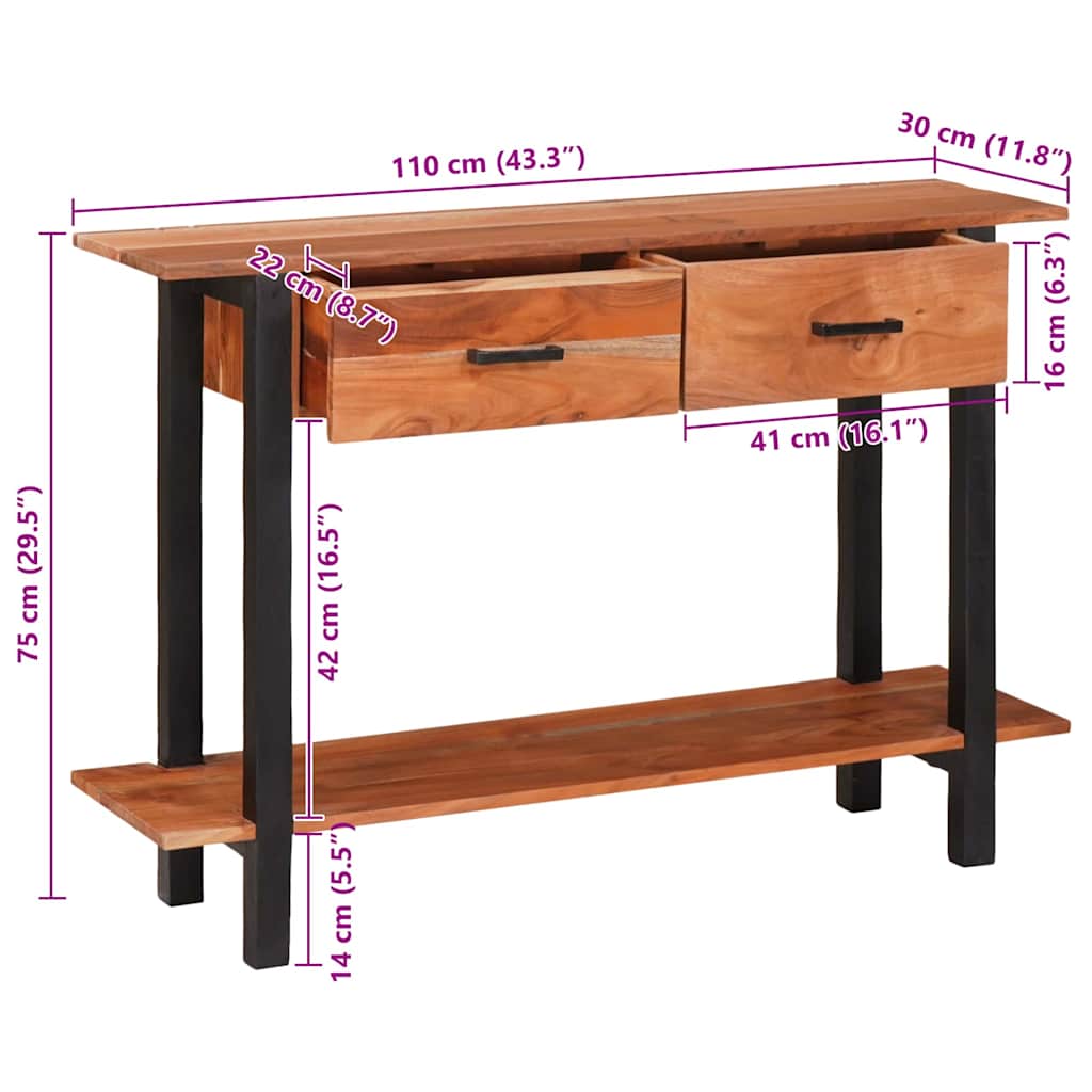 Konzolna stolica s ladicama Smeđa i crna 110 x 30 x 75 cm