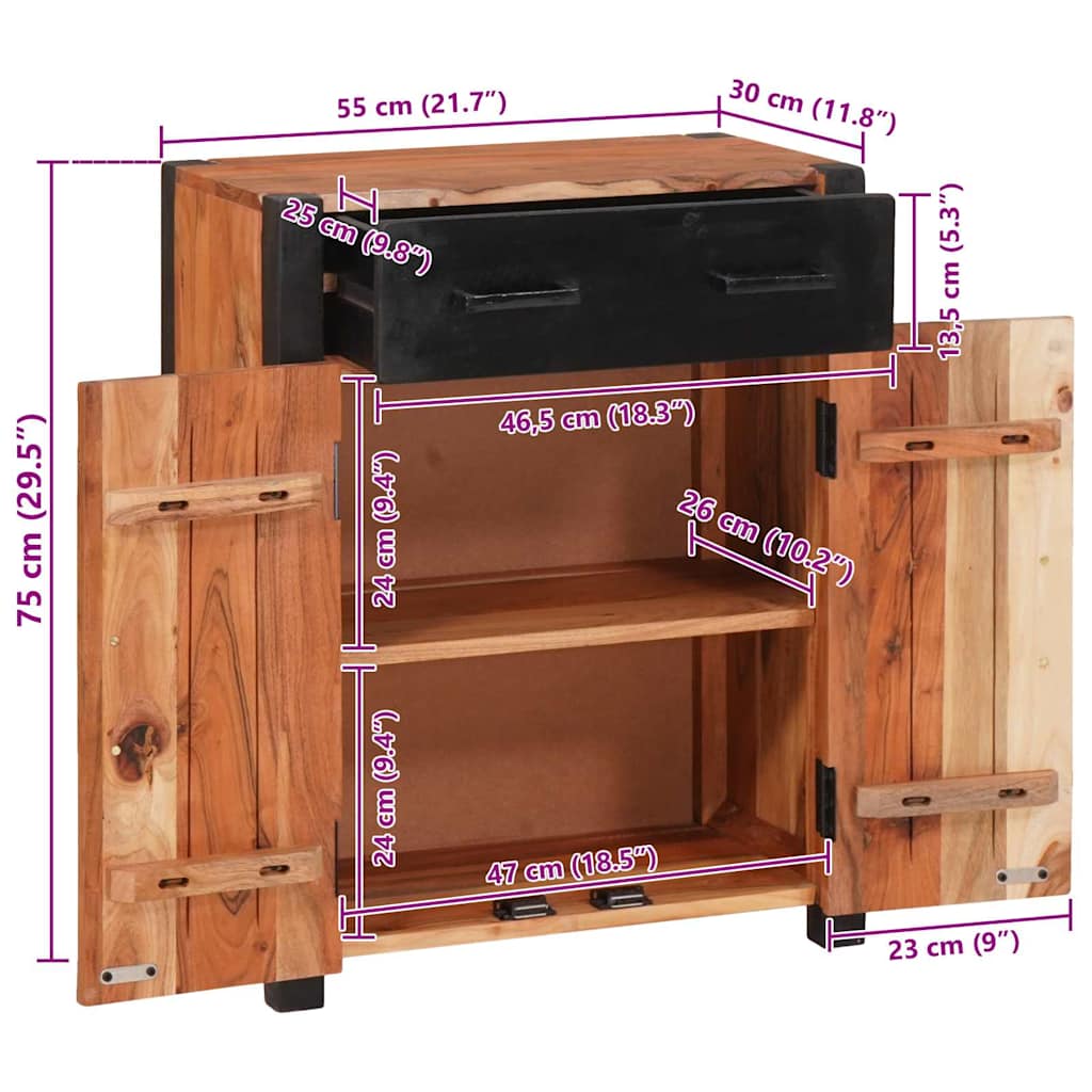 Kreveta s ladicama Smeđa 55 x 30 x 75 cm Čvrsto drvo akacije