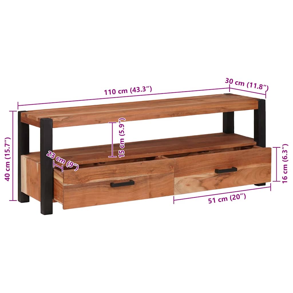 TV ormar Smeđa 110 x 30 x 40 cm Masivno bagremovo drvo