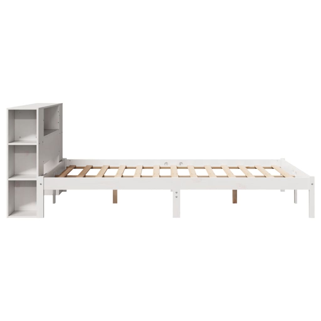 Krevet s regalom z knjige bez madraca bijeli 140x190cm borovina