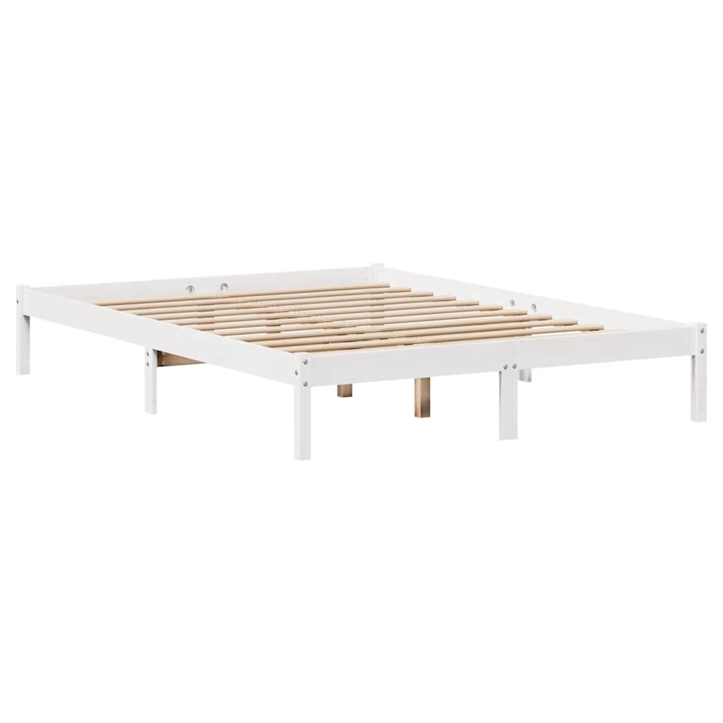Krevet s regalom z knjige bez madraca bijeli 140x200cm borovina