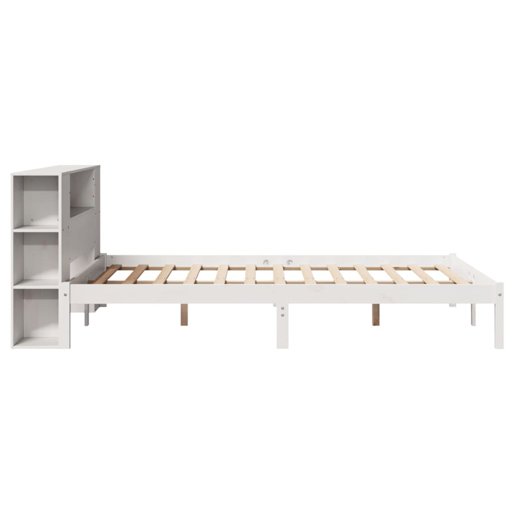 Krevet s regalom z knjige bez madraca bijeli 150x200cm borovina