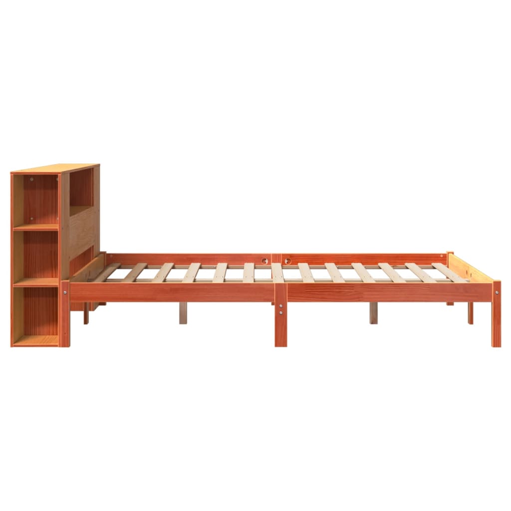 Krevet s regalom za knjige bez madraca 140 x 190 cm od borovine