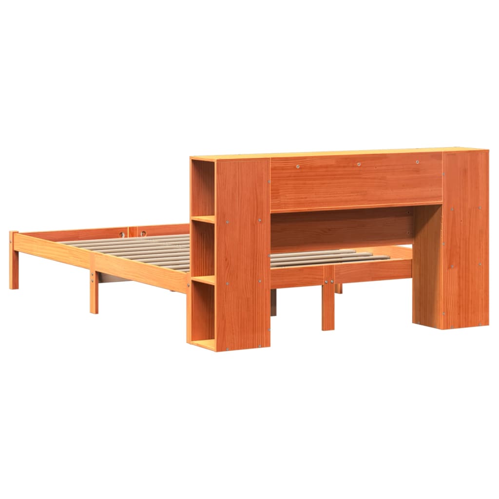Krevet s regalom za knjige bez madraca 140 x 190 cm od borovine