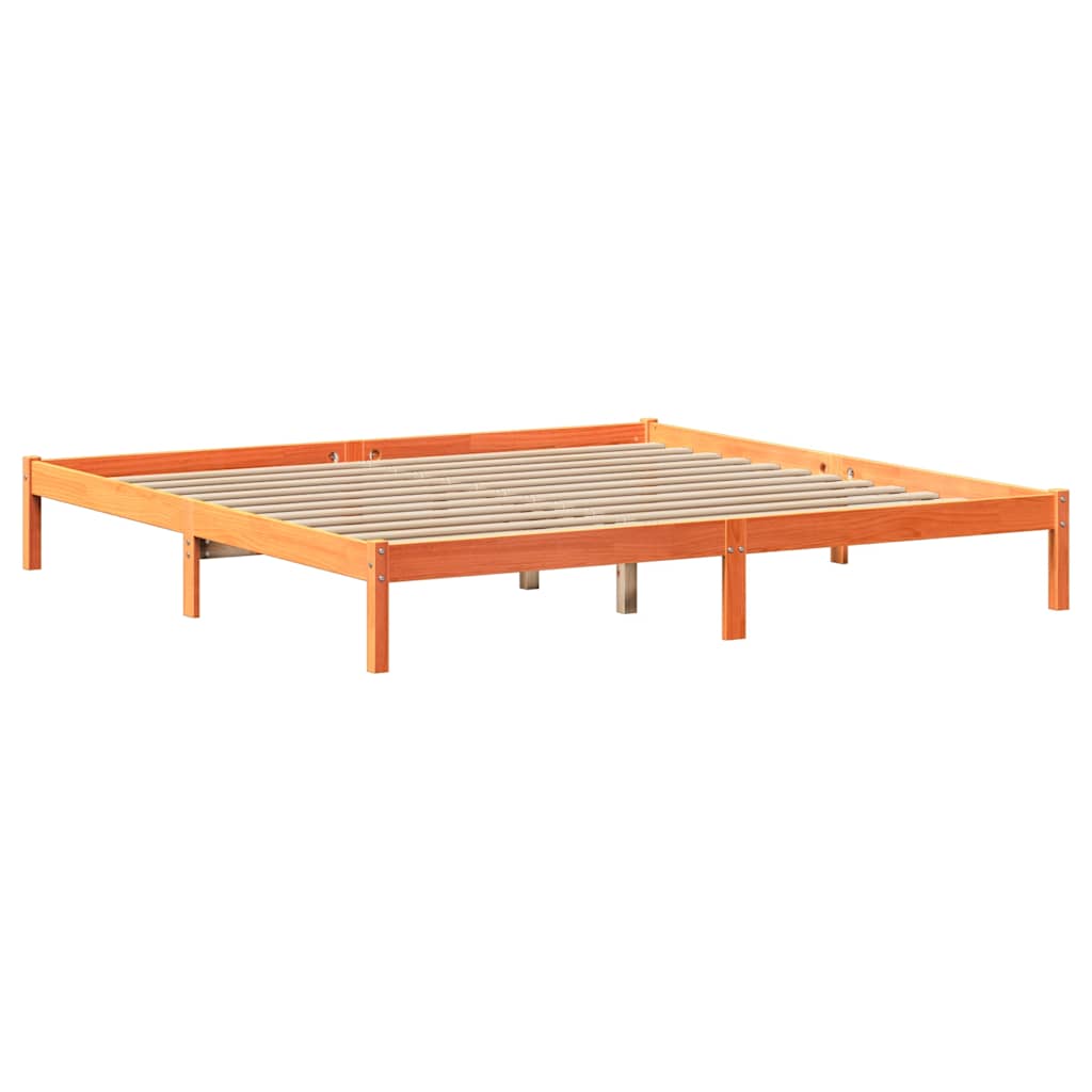Krevet s regalom za knjige bez madraca 200x200 cm od borovine