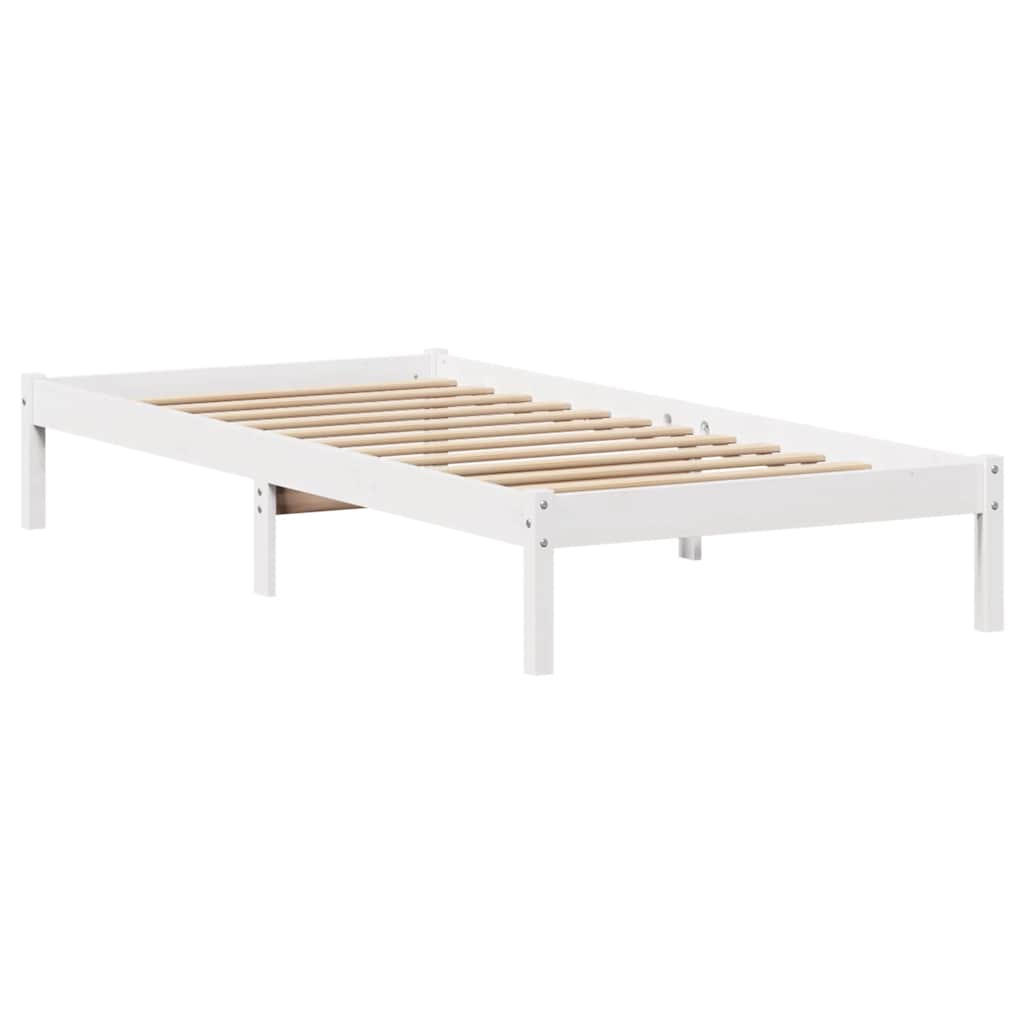 Krevet s regalom za knjige bez madraca bijeli 75x190cm borovina