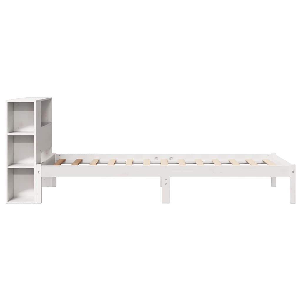 Krevet s regalom za knjige bez madraca bijeli 75x190cm borovina