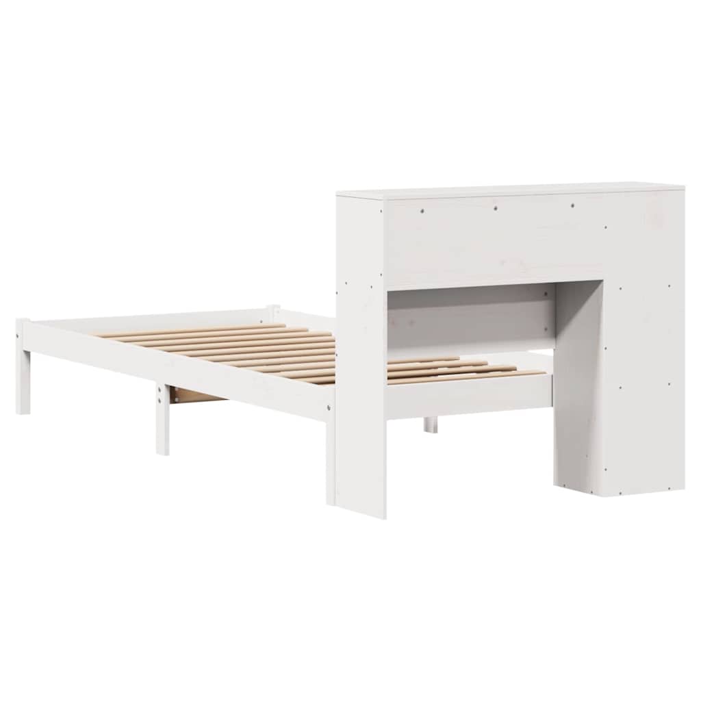 Krevet s regalom za knjige bez madraca bijeli 75x190cm borovina