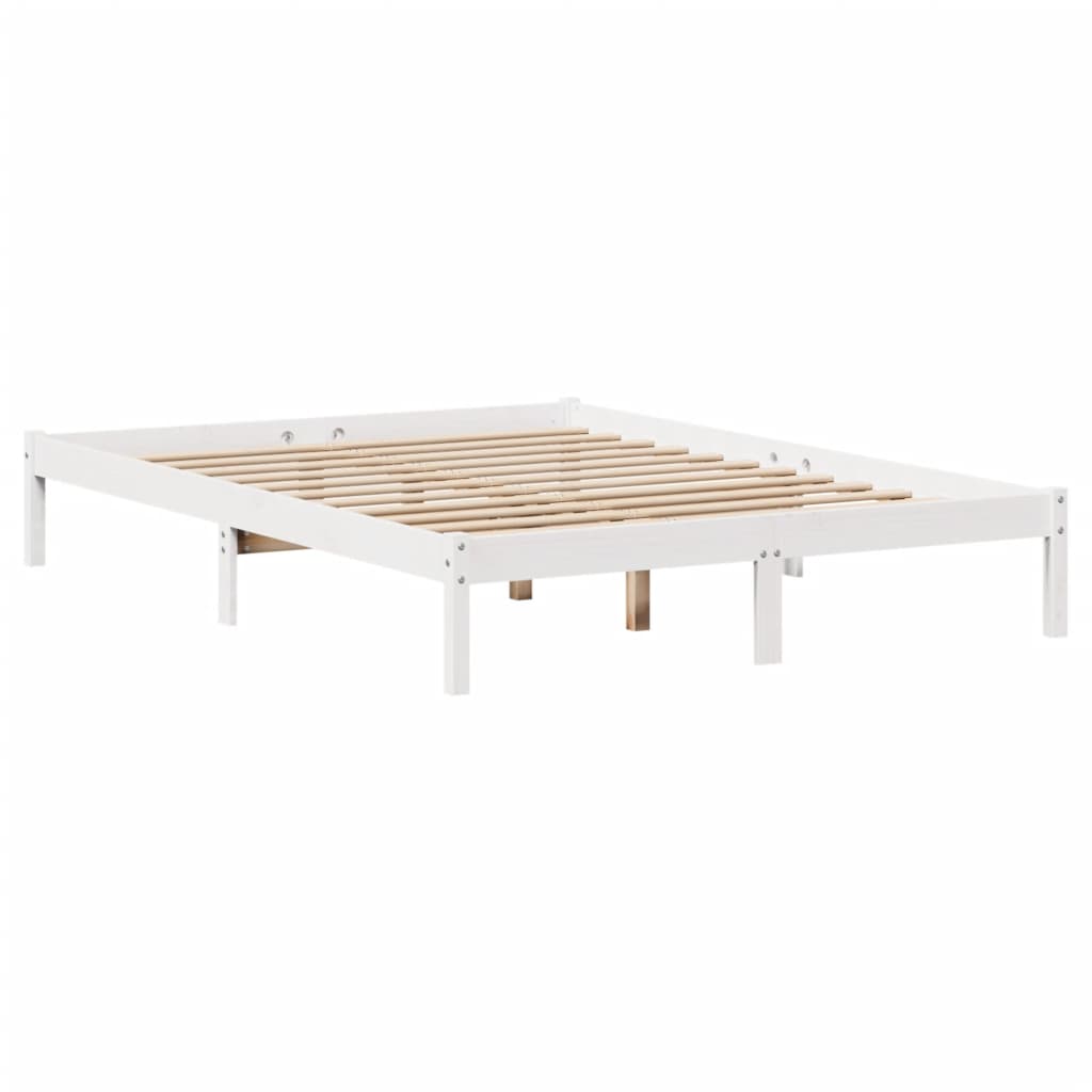 Krevet s regalom z knjige bez madraca bijeli 160x200cm borovina