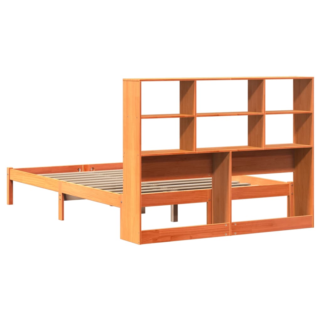 Krevet s regalom za knjige bez madraca 135 x 190 cm od borovine