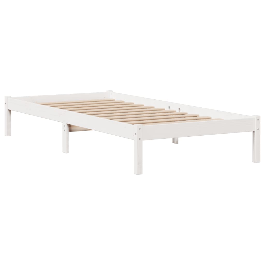 Krevet s regalom za knjige bez madraca bijeli 75x190cm borovina