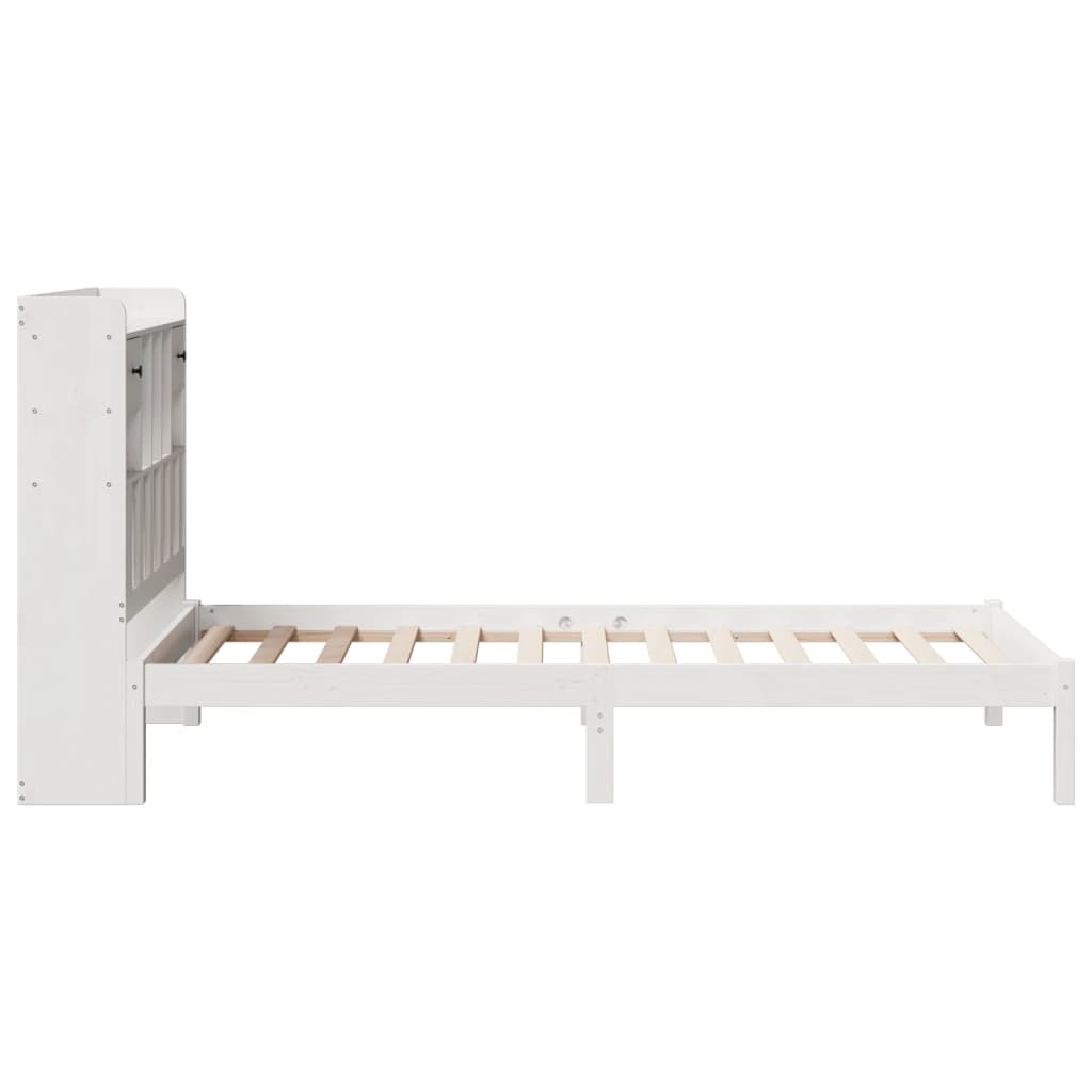 Krevet s regalom za knjige bez madraca bijeli 75x190cm borovina