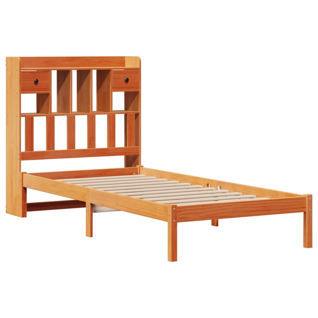Krevet s regalom za knjige bez madraca 75 x 190 cm od borovine