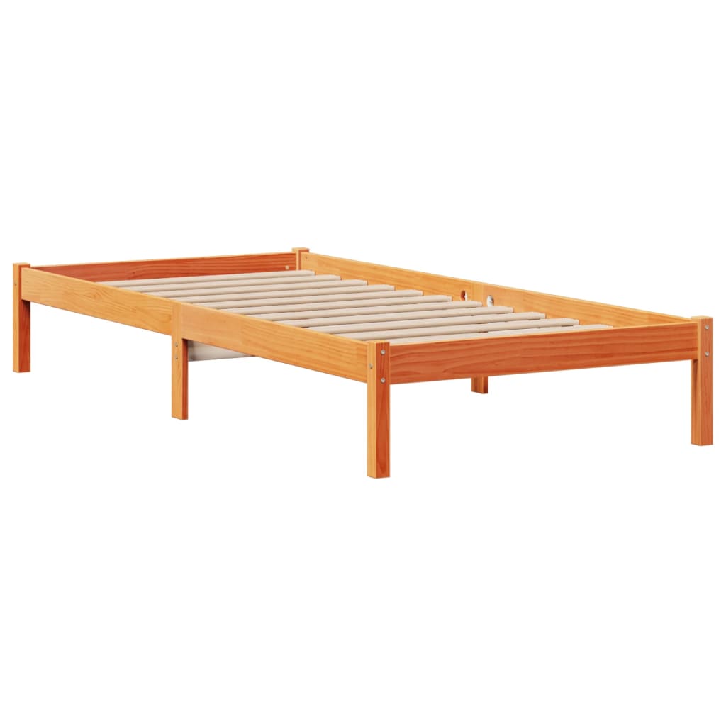 Krevet s regalom za knjige bez madraca 75 x 190 cm od borovine