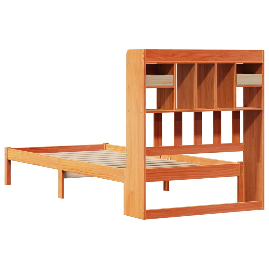 Krevet s regalom za knjige bez madraca 75 x 190 cm od borovine