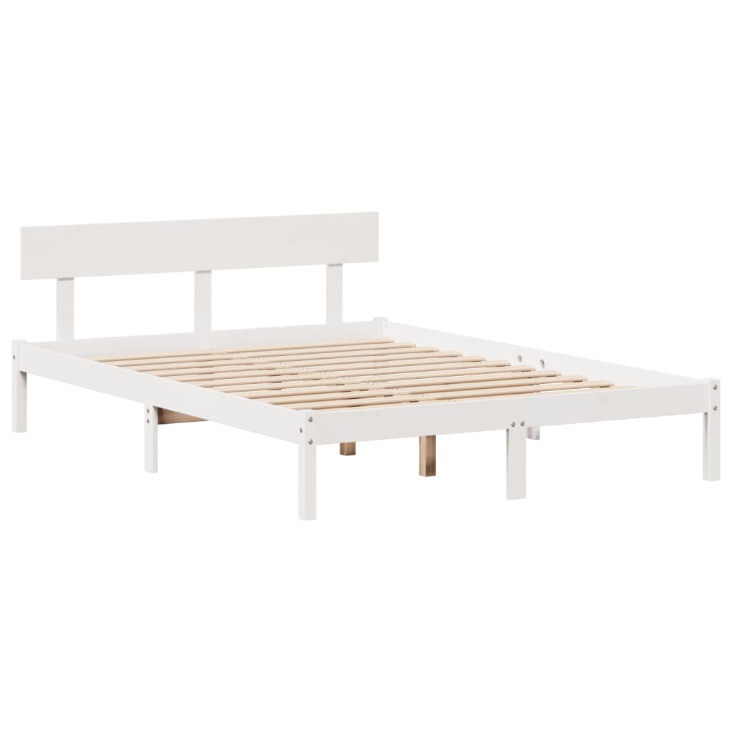 Krevet s regalom z knjige bez madraca bijeli 150x200cm borovina