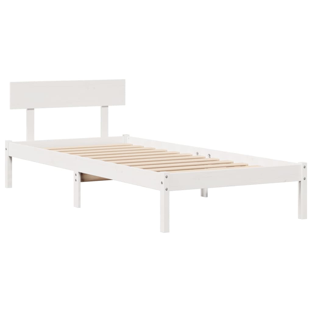 Krevet s regalom za knjige bez madraca bijeli 75x190cm borovina