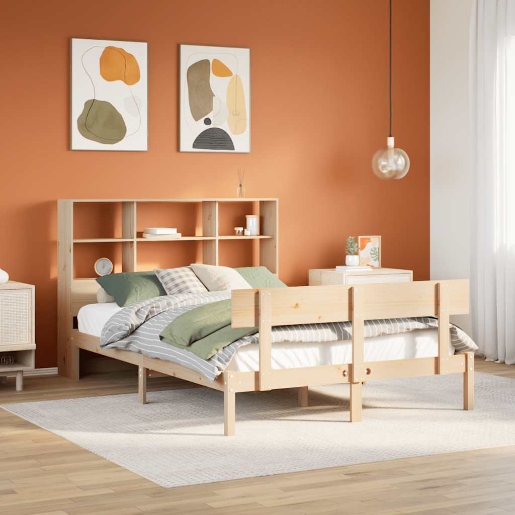 Krevet s regalom za knjige bez madraca 160x200 cm od borovine