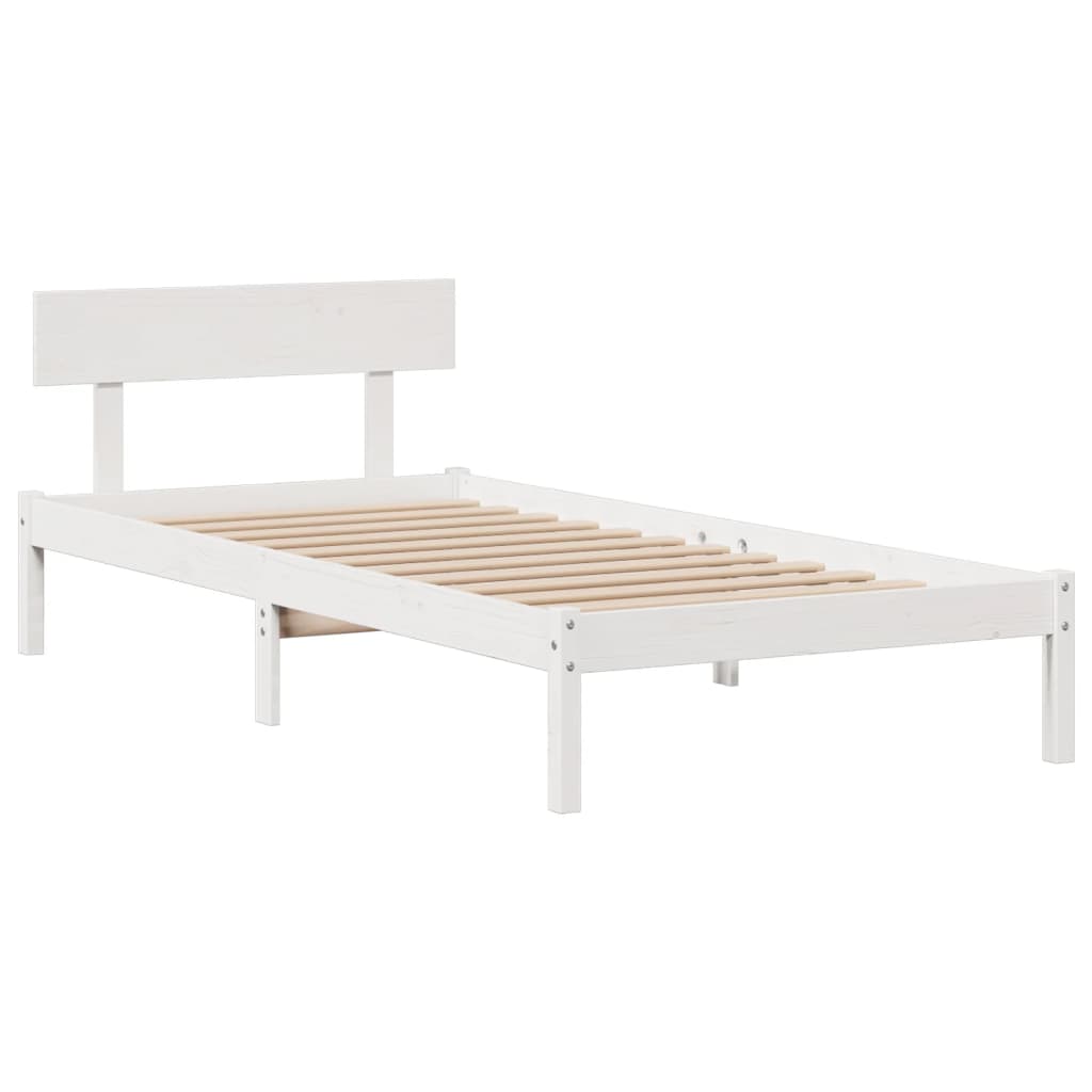 Krevet s regalom za knjige bez madraca bijeli 75x190cm borovina