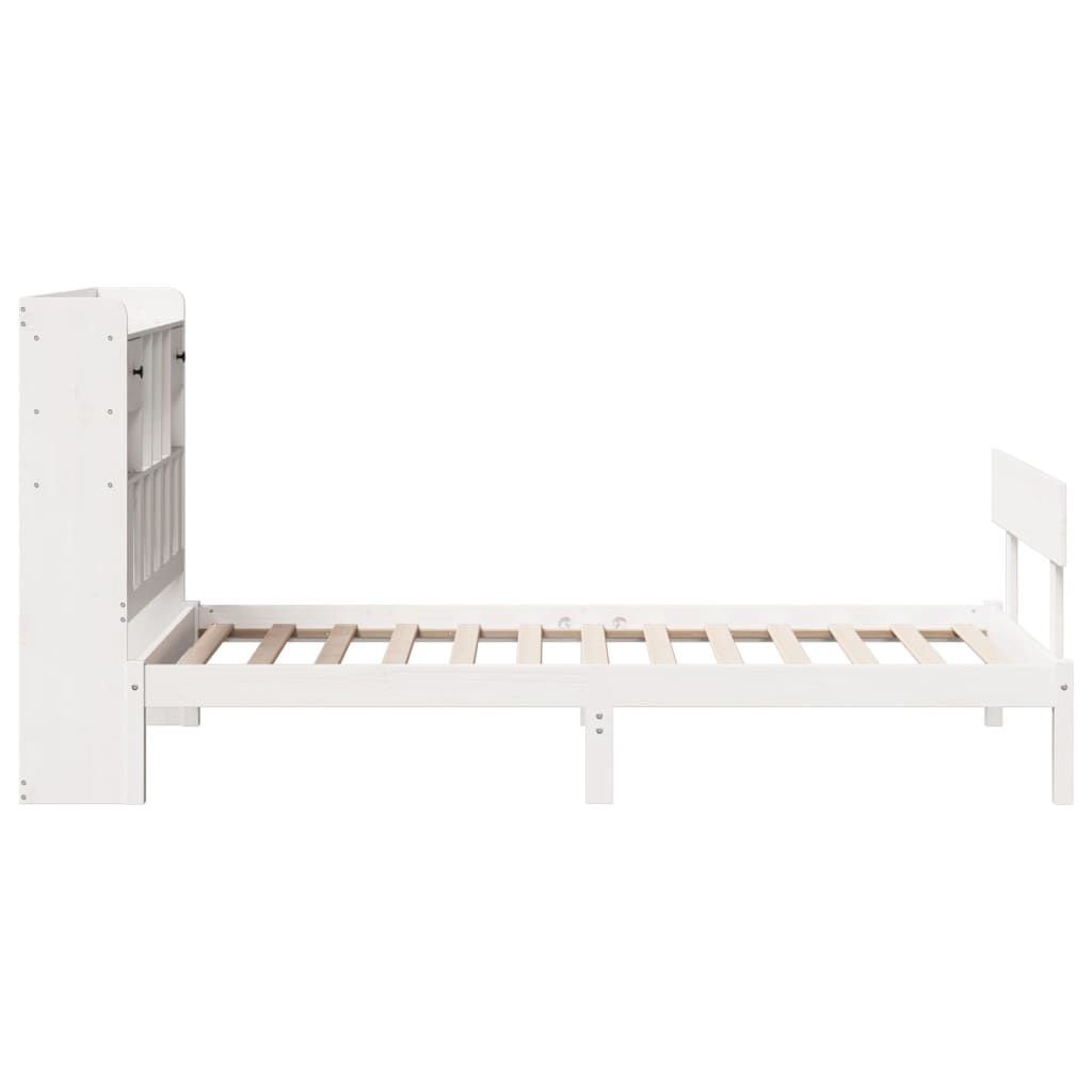Krevet s regalom za knjige bez madraca bijeli 75x190cm borovina