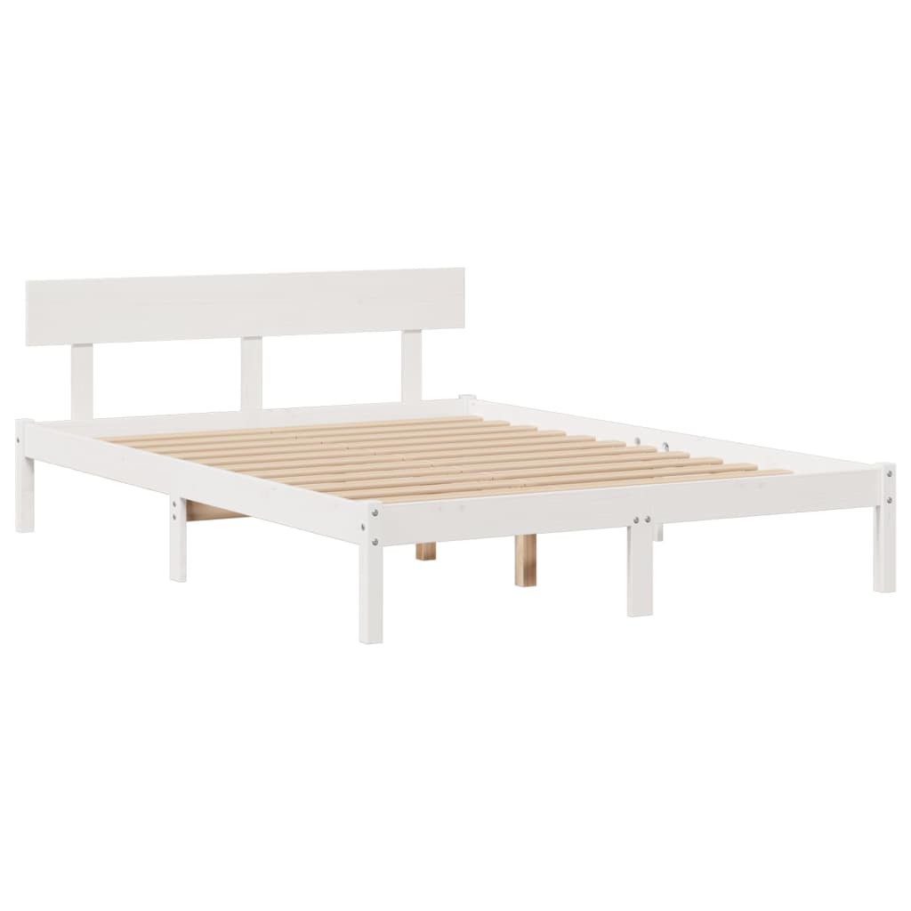 Krevet s regalom z knjige bez madraca bijeli 150x200cm borovina