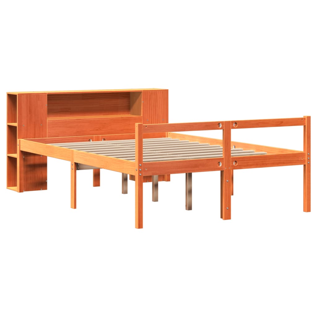 Krevet s regalom za knjige bez madraca 150x200 cm masivno drvo
