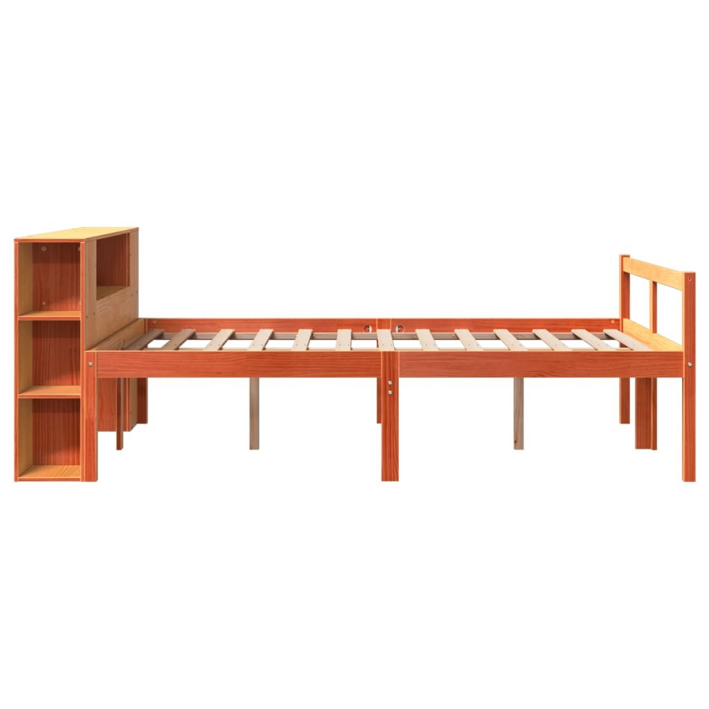 Krevet s regalom za knjige bez madraca 150x200 cm masivno drvo