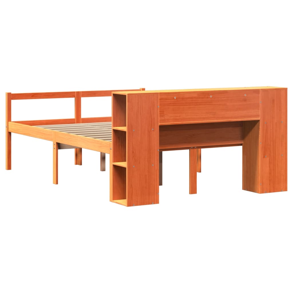 Krevet s regalom za knjige bez madraca 150x200 cm masivno drvo