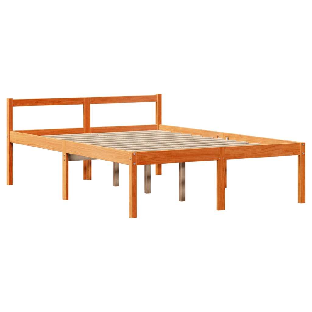 Krevet s regalom za knjige bez madraca 150x200 cm masivno drvo
