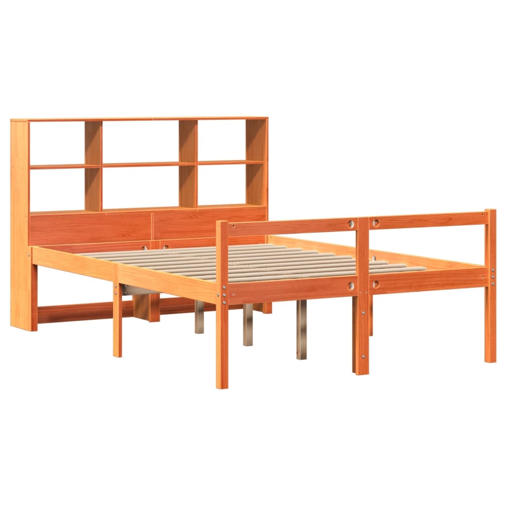 Krevet s regalom za knjige bez madraca 150x200 cm masivno drvo