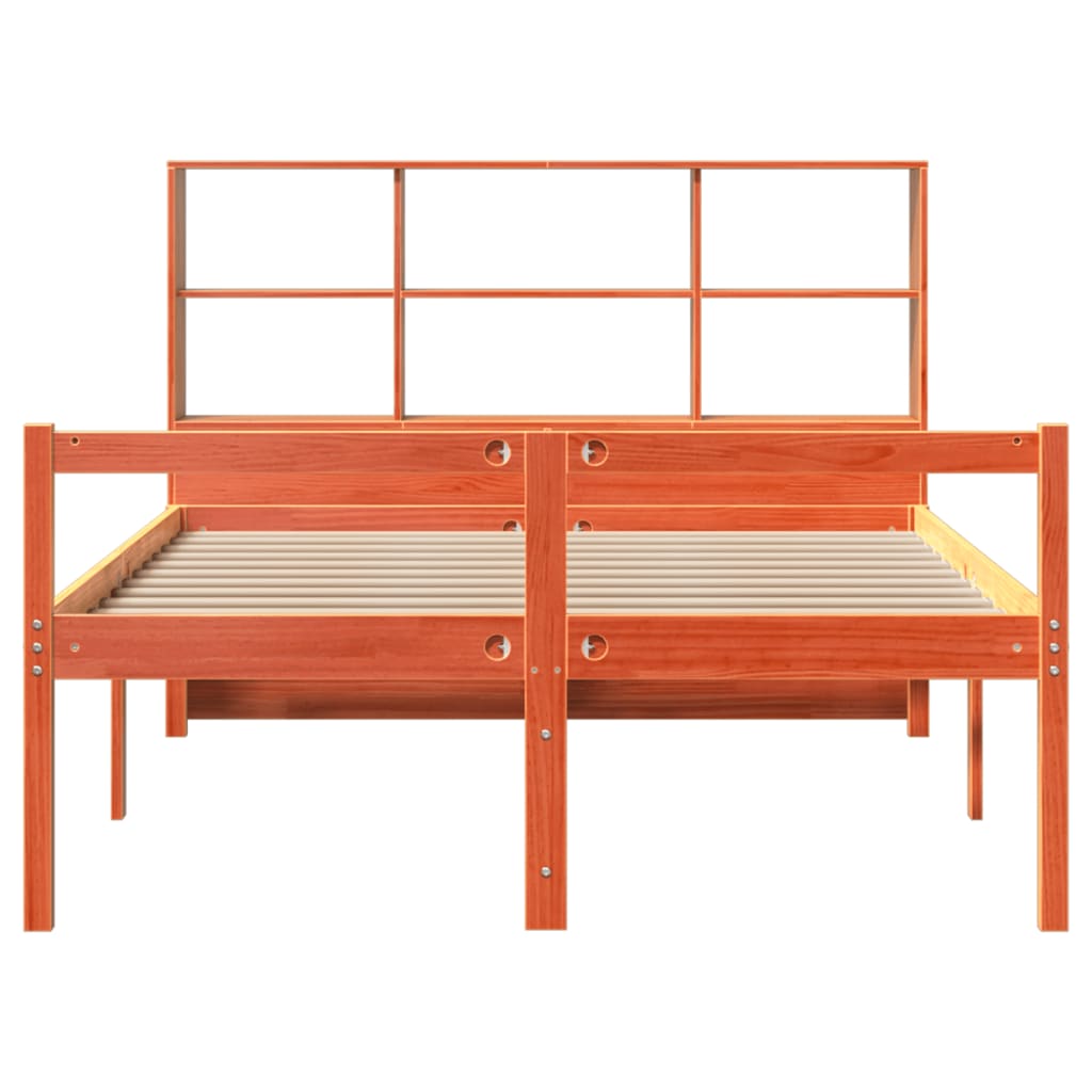 Krevet s regalom za knjige bez madraca 150x200 cm masivno drvo